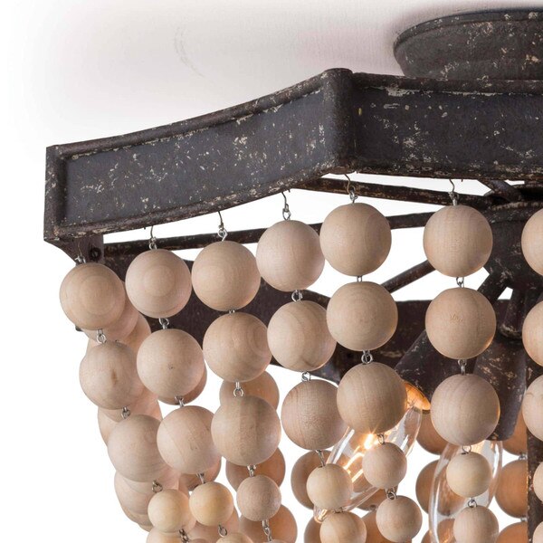 Wood Beaded Semi Flush Mount